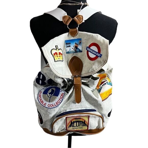 The Denim & Patch Backpack Blue Monkey Tropical Backpack $149 MSRP main image 5